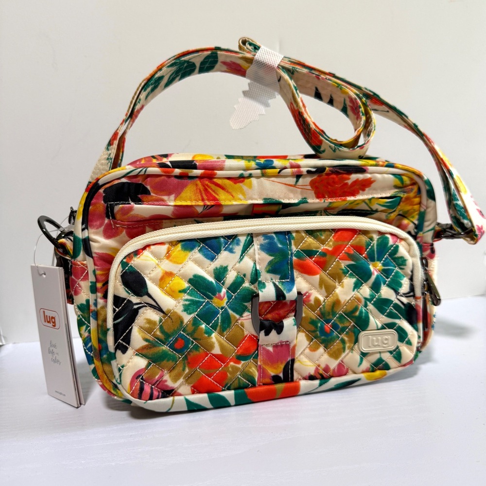 Lug Carousel Crossbody Bag Women Small Bloom Sand Floral Quilted Travel Handbag